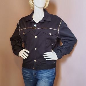 VERSACE Jeans Couture Ittierre black twill studded trucker jacket L